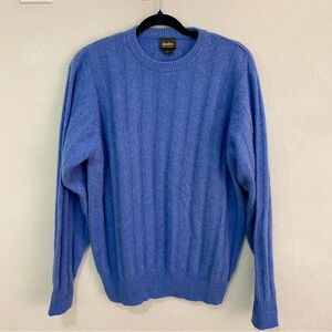 Vintage Neiman Marcus Cashmere Sweater Blue Ribbed Knit Crewneck Men’s Medium